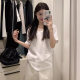 Nantao Korean-style Lazy U-collar Short-sleeved T-shirt Women's Spring and Summer 2024 Thin Solid Color Simple Slimming All-match Top