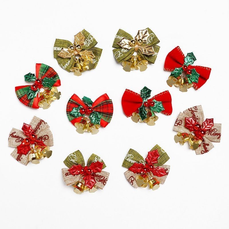 ベルなしクリスマスツリーリボンヘアピンヘッドフラワー装飾アクセサリーリースdiyぬいぐるみ用品ペンダント|undefined