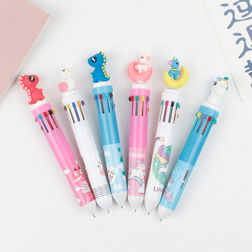 Qibo creative ten-color ball-point pen color candy graffiti girl heart multi-color click pen cartoon 10-color ball-point pen