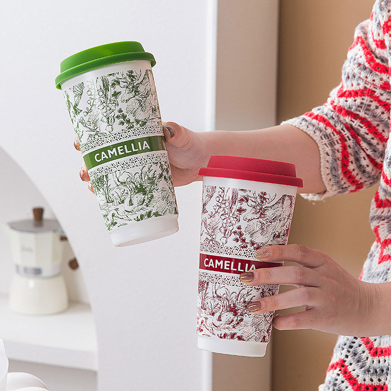 Taza de cerámica de marca Guozhaofeng taza de agua con tapa de taza de café de oficina creativa doméstica de gran capacidad