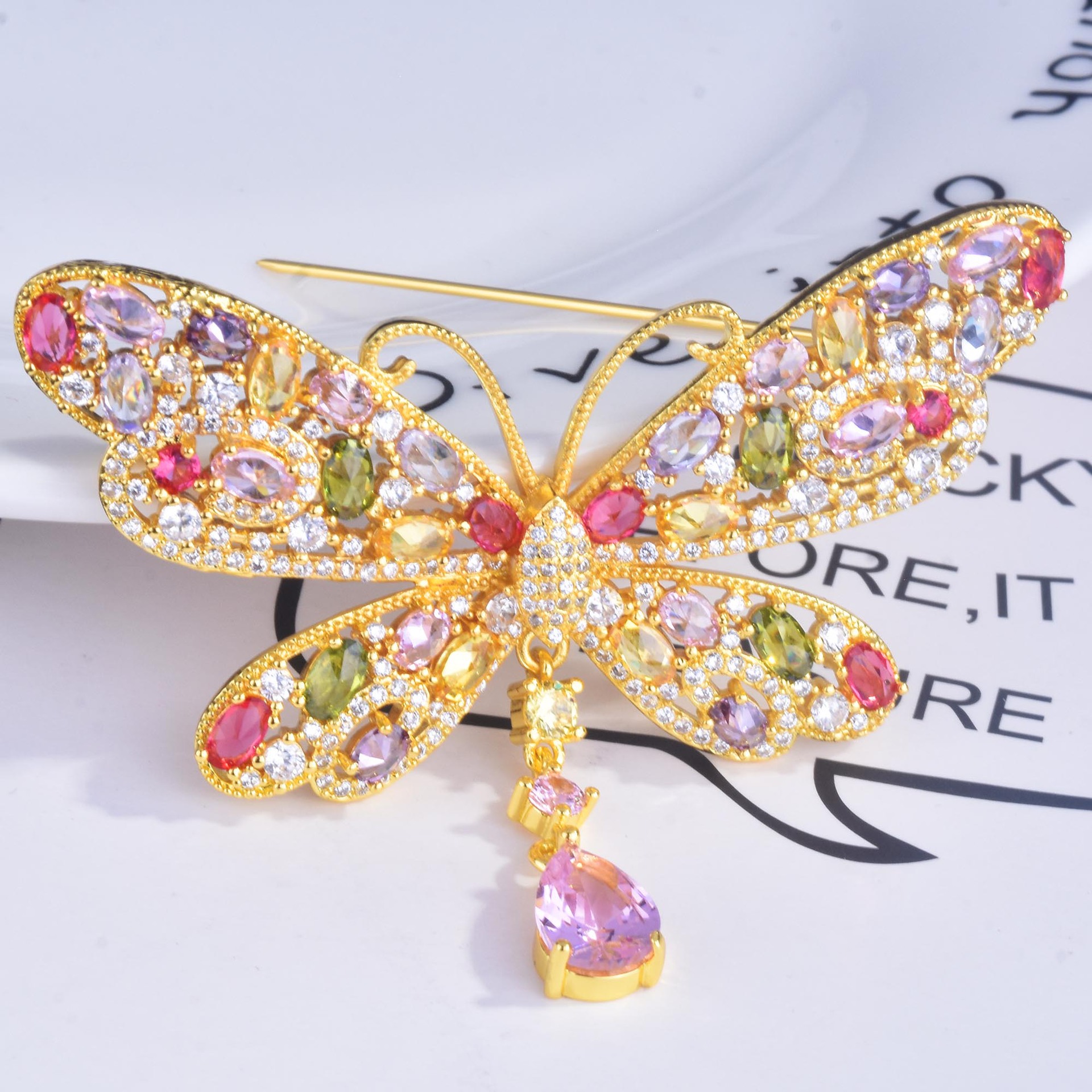Butterfly Zircon Brooch Dragonfly Brooch Scarf Button Jacket Coat Pin Autumn And Winter Jewelry display picture 4