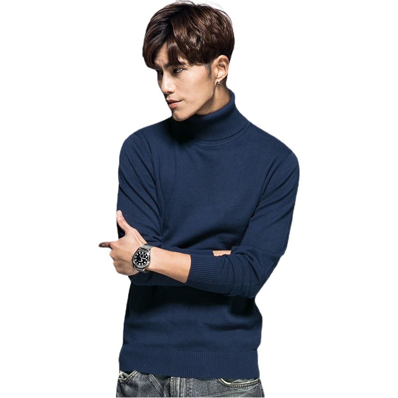 2023 men's pullover solid color long-sleeved turtleneck sweater foreign trade bottoming sweater sweater business cross-border sweater