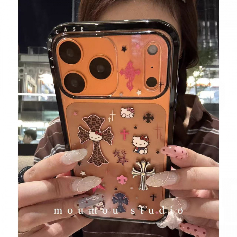 甜酷豹纹十字架猫咪适用iPhone17promax苹果16手机壳15爆款14/13|undefined