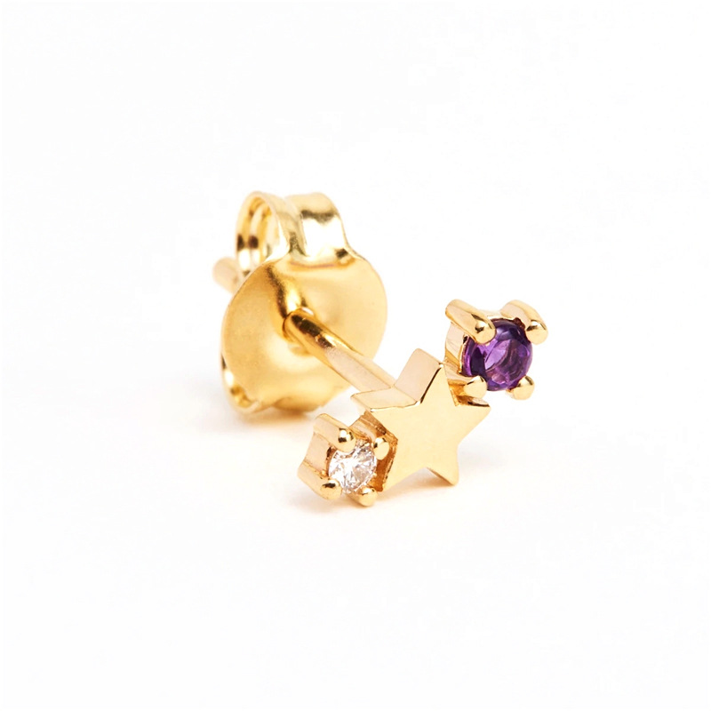 4g Weight Zircon Inlay Material Ear Studs Classification Daily Occasion 925 Sterling Silver Material Star Pattern Women'S Gender Plating Design Simple Style Style 925 Sterling Silver Zircon 925 Sterling Silver Earrings Star Ear Studs 17