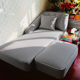 ft chaise longue simple modern style houndstooth beauty couch style bedroom small apartment living room single light luxury solid wood sand