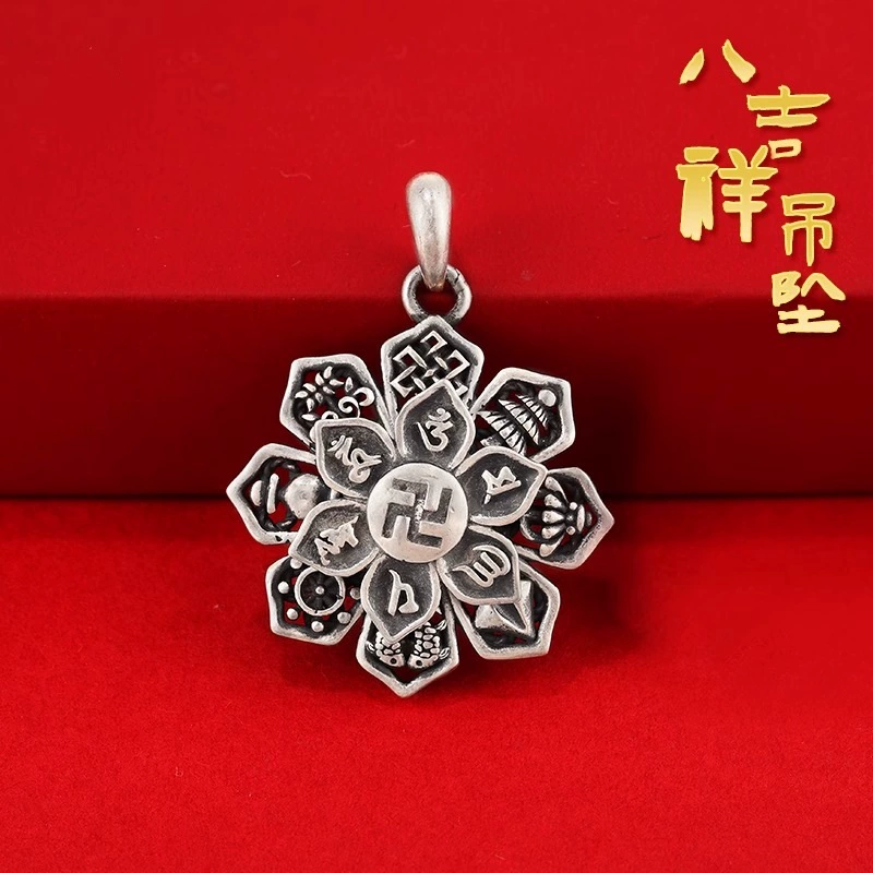 Retro ethnic pendant, silver 925 sample, ethnic style