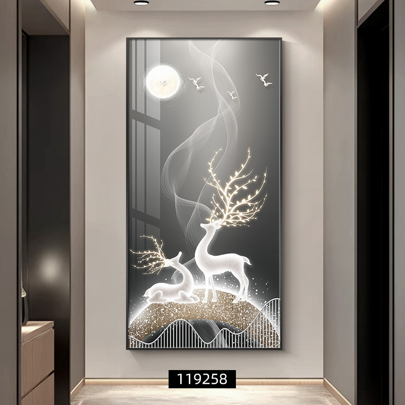福鹿羽升 简约玄关装饰画现代轻奢高档客厅走廊过道挂画入户壁画|undefined