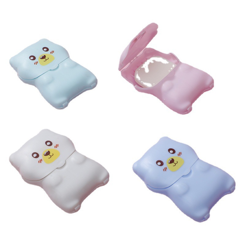 100 unids pastillas de jabón desechables en caja de jabón papel portátil Lavado de Manos tabletas pequeñas de jabón mini jabón al aire libre