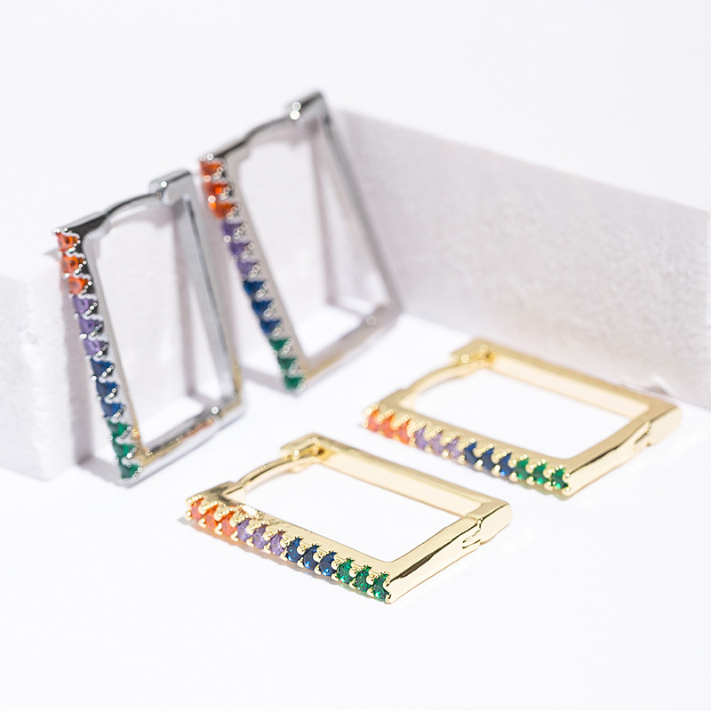 Geometric Pattern 1 Pair Casual Elegant Geometric Plating Copper Zircon Hoop Earrings