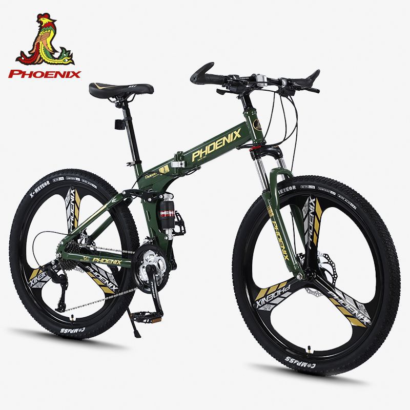 Phoenix Brand Bicycle Adult Men's Mountain Bike Off-Road Folding Bicycle Variable Speed Road Youth Middle School Student Female