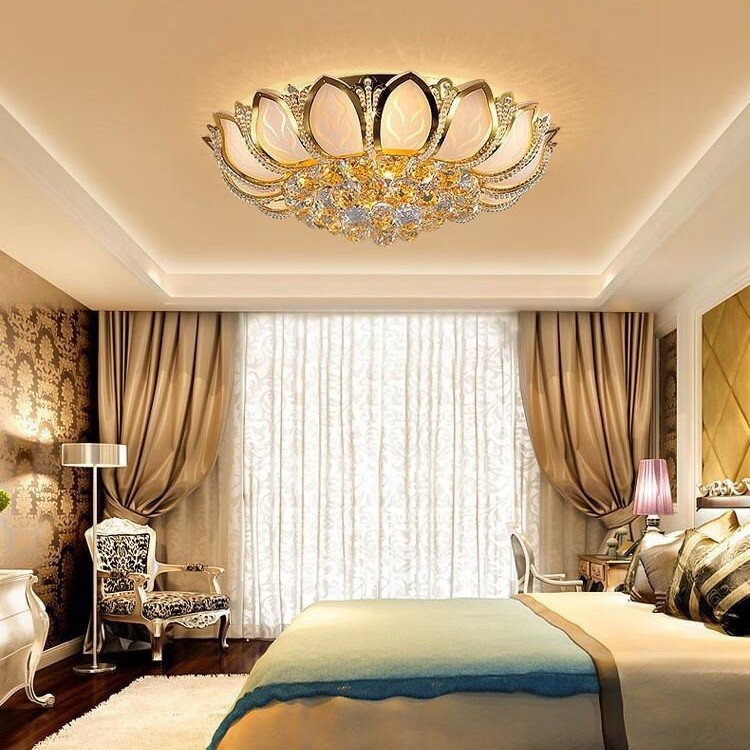 Simple modern bedroom lamp warm romantic ceiling lamp crystal lamp round dining room lamp study room lamp living room lamp