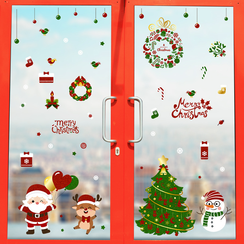 Flash Gold Christmas Gold Powder Santa Claus Window Glass Window RemovABle Christmas Wall Sticker SK6145AB Flash Gold Christmas Gold Powder Santa Claus Window Glass Window RemovABle Christmas Wall Sticker SK6145AB
