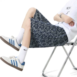 美式星星印花短裤男夏季潮牌设计感休闲中裤高街cleanfit五分裤子