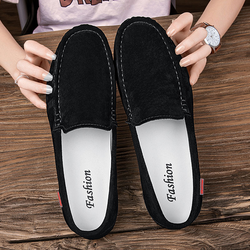 Transfronterizos chatarra Hot Bean zapatos de cuero de hombre esmerizado zapatos de cuero casuales zapatos perezosos con suela suave coreana tendencia británica