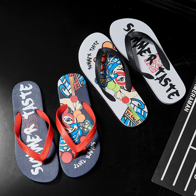 National trend flip-flops for men to wear indoors, simple flat-soled non-slip wear-resistant slippers, summer fashion brand beach shoes for bathing