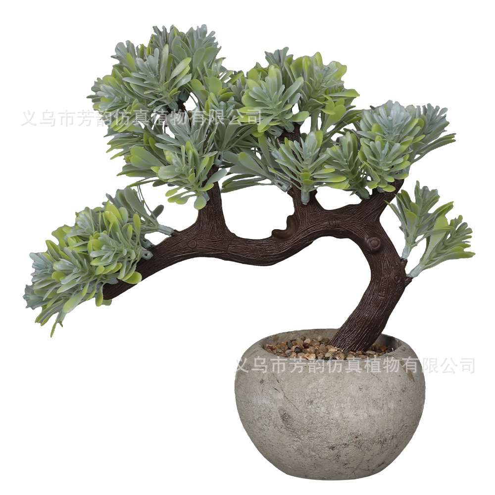 Nuevas plantas artificiales transfronterizas en maceta para decoración del hogar interior, vegetación artificial, hierba de mil capas, pino de bienvenida, bonsái de pulpa de papel.