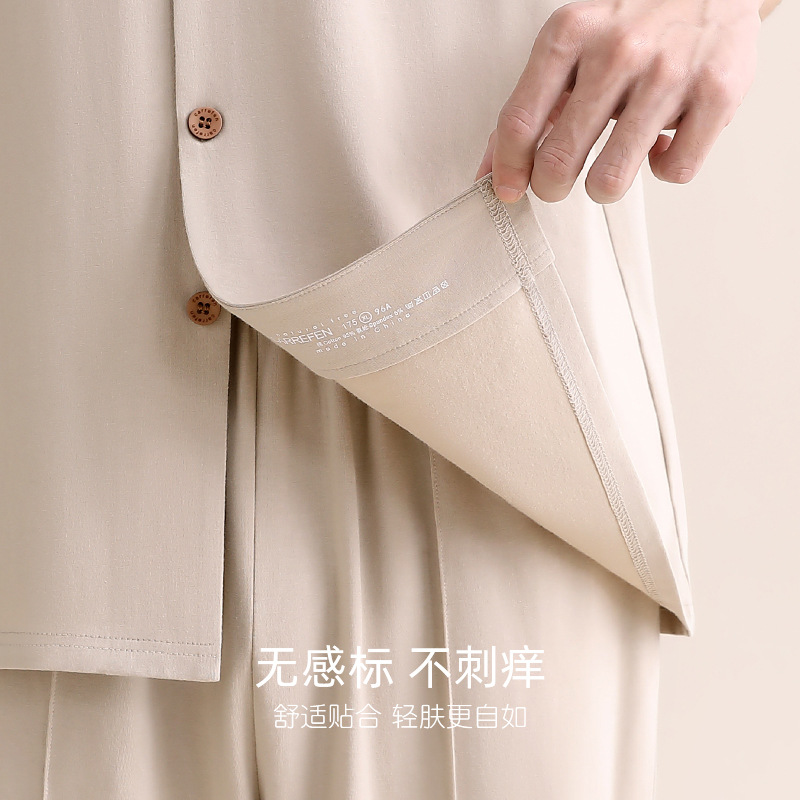 Pijamas de verano para hombre 100% algodón pantalones de manga corta ropa para el hogar traje de verano delgado para hombre más tamaño