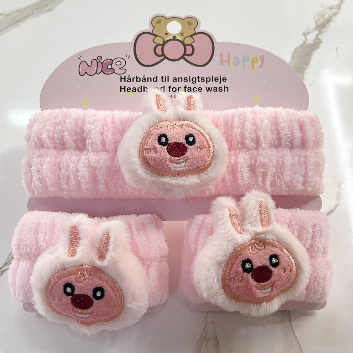 Banda de cabello de moda con tarjeta de papel dulce decoración de animales pequeños de peluche de lavado banda de cabello de dibujos animados correa de muñeca tridimensional