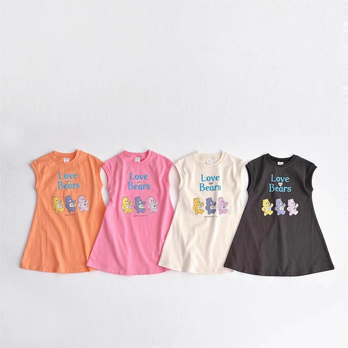 Korean Style Children's Clothing Summer New Style Baby Girl Thin Bear Sleeveless Vest Dress Fashionable and Cute Children's Skirt