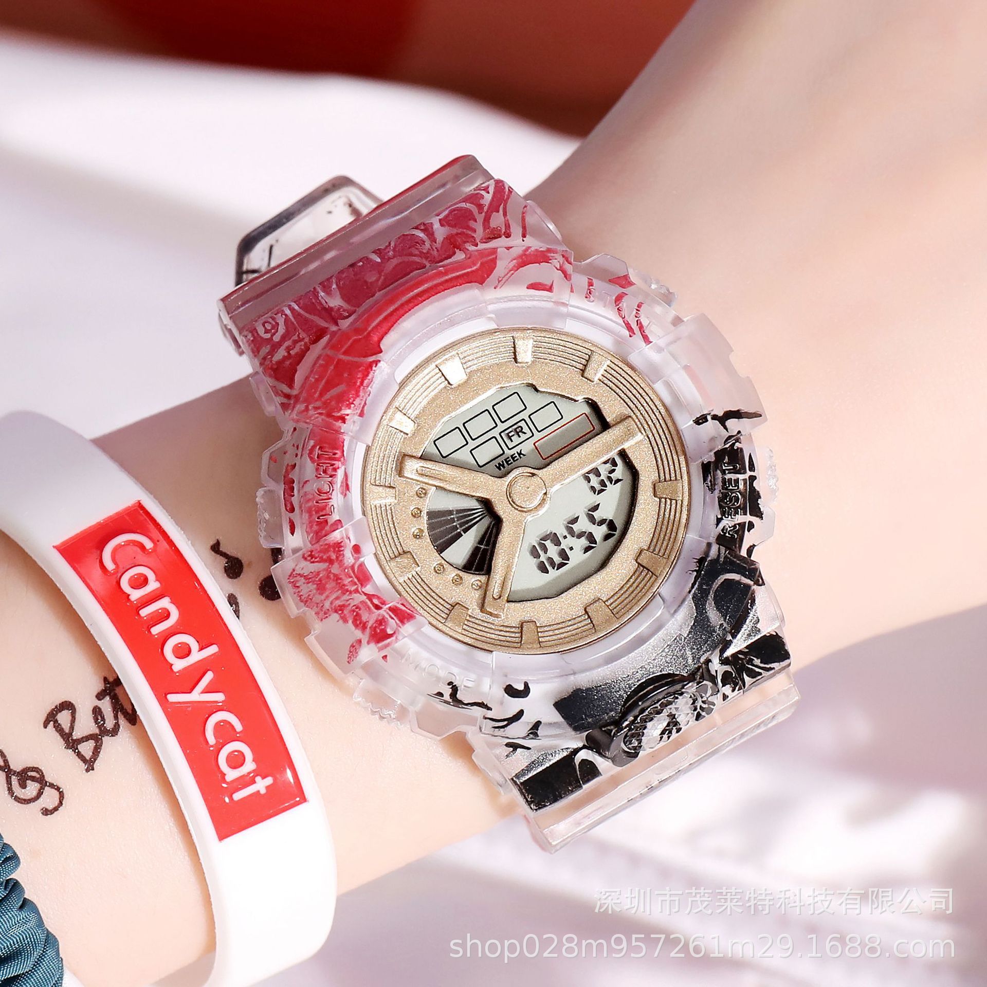 Suministro directo de fábrica de una sola pieza pantalla reloj electrónico de moda hombres y mujeres deportes reloj despertador luminoso impermeable reloj multifuncional