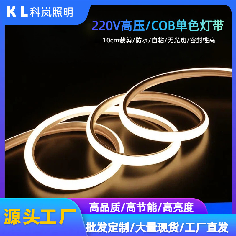Led Strip Light 220V High Voltage Outdoor Waterproof Household Light Strip Living Room Ceiling Self-Adhesive Flexible Light Strip Landscape Lighting
