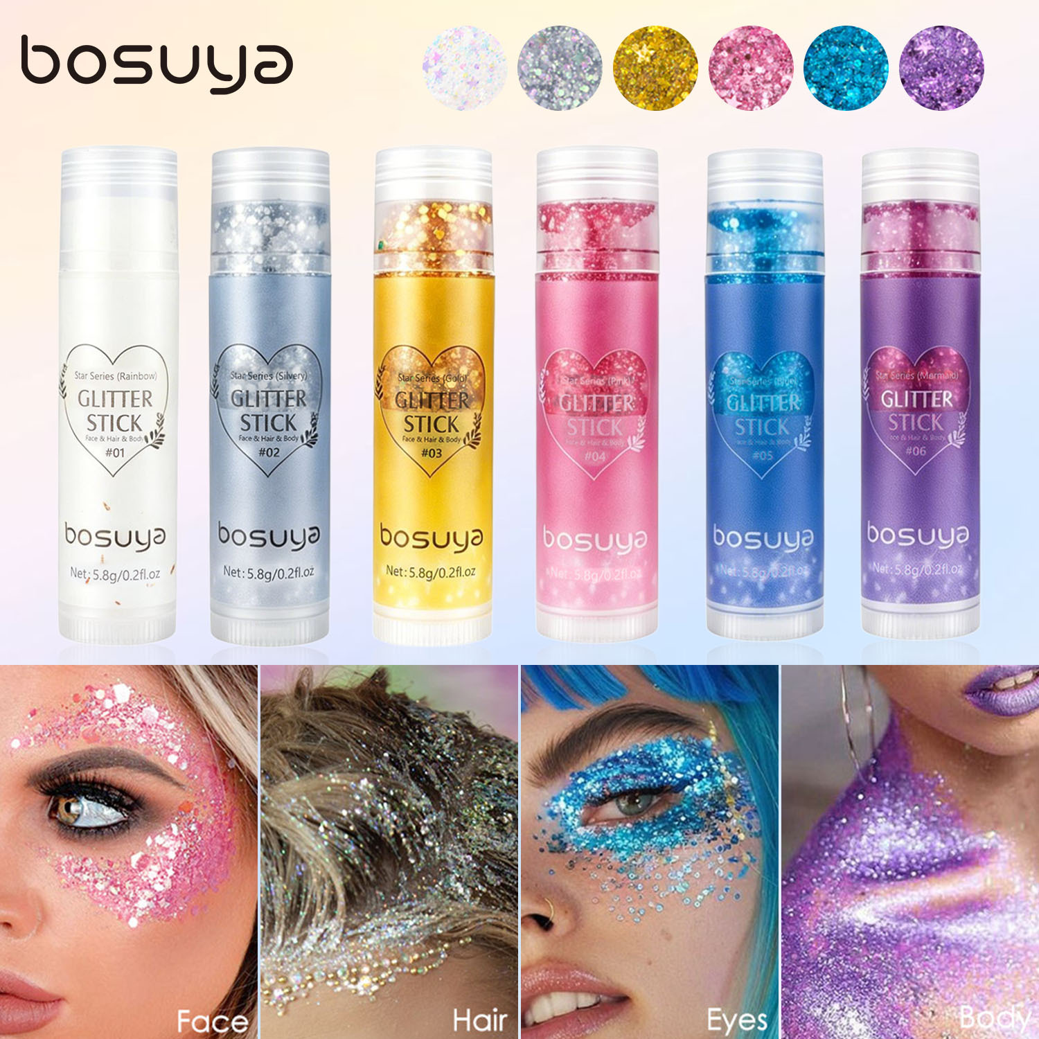 Foreign Trade Cross-Border Glitter Stick Star Glitter Eyeshadow Stage Makeup Shiny Atmosphere Highlighter