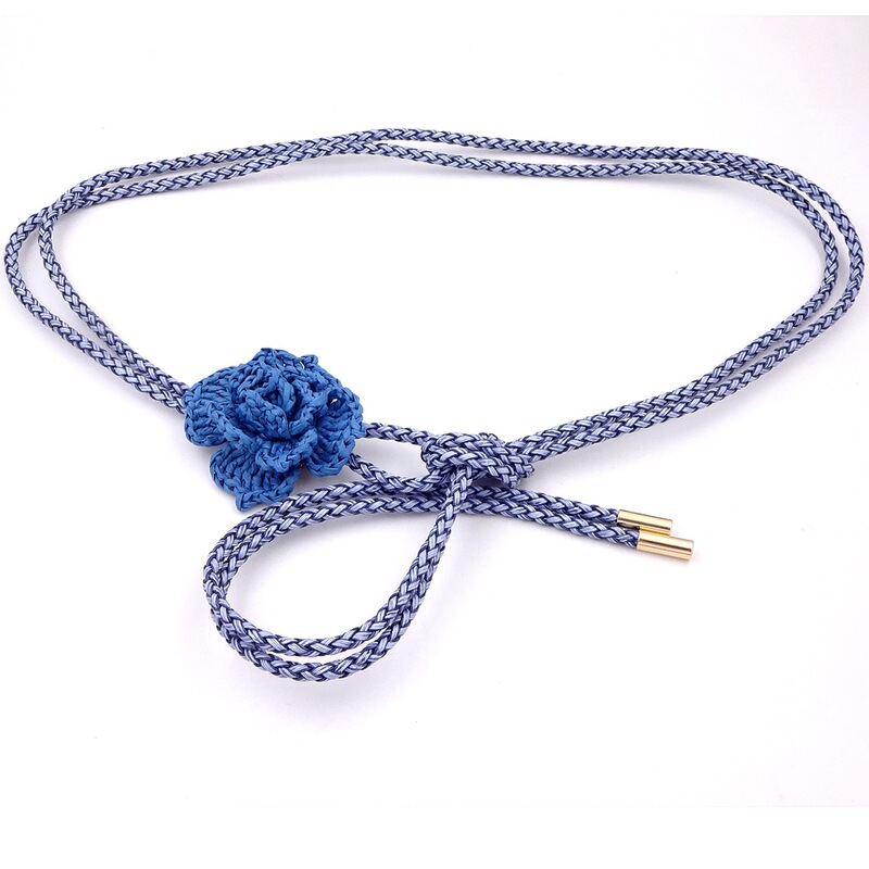 Wholesale Imitation Leather Woven Belt Camellia Woven Waist Chain Jeans Belt Dress Belt Women's Fashion Waist Accessory Waist Rope