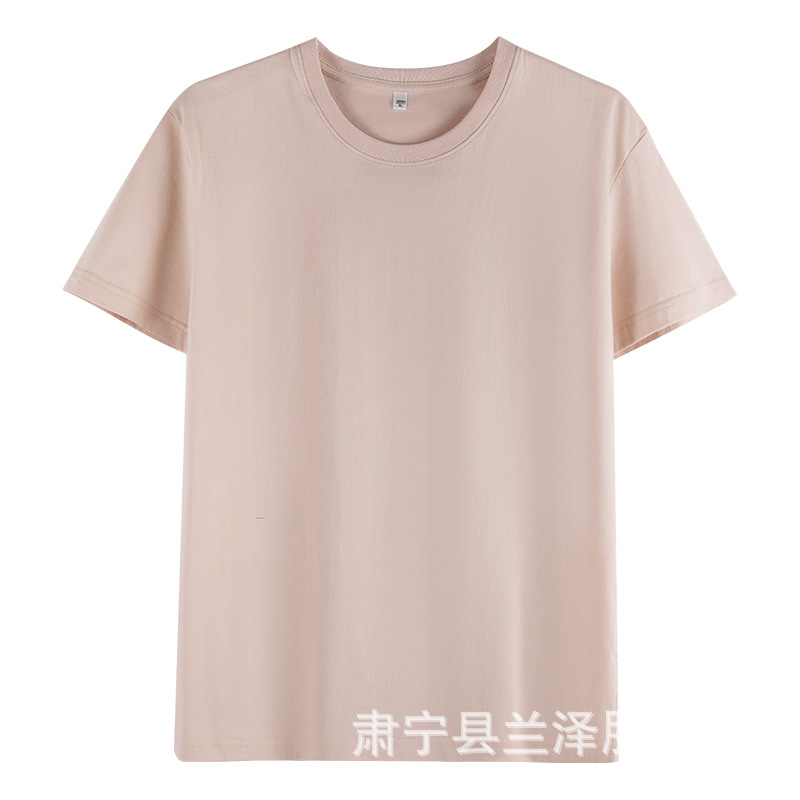 卸売り180グラム夏の薄手半袖男女純色シャツ丸襟綿tシャツ作業服カスタムロゴ