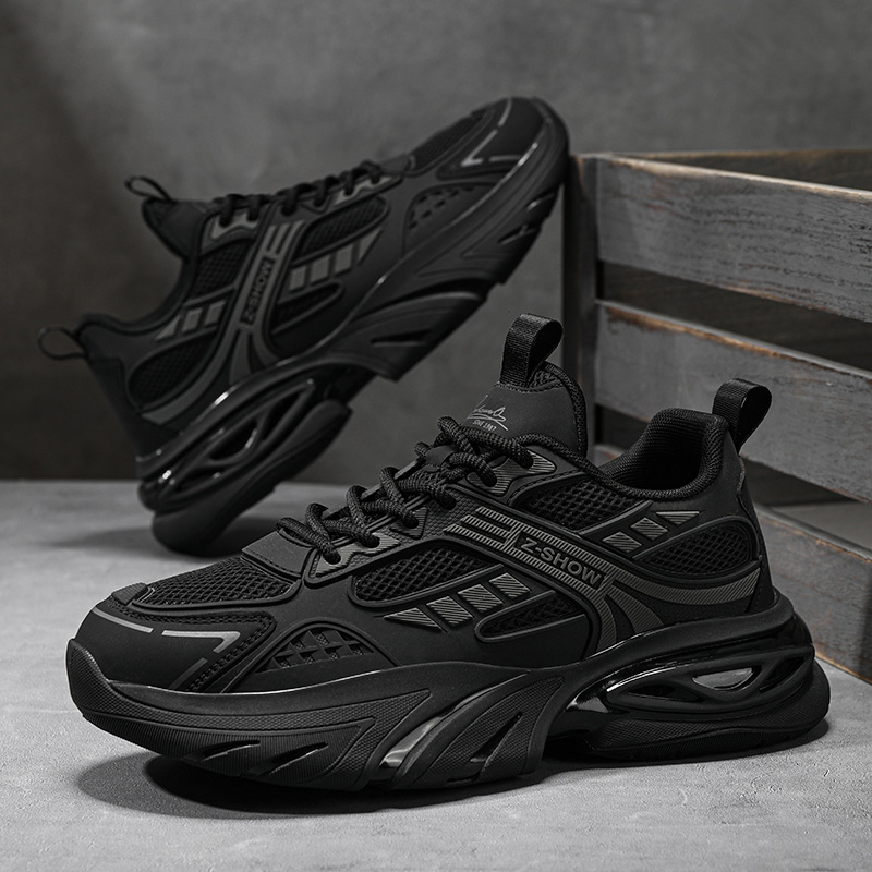 Y新款男士爆米花底跑步运动潮鞋厚底增高网面透气老爹鞋男鞋