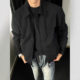 Black Short Harrington Jacket Men's Autumn High-end cleanfit Yipi Shuai Fried Street American Aviator Jacket