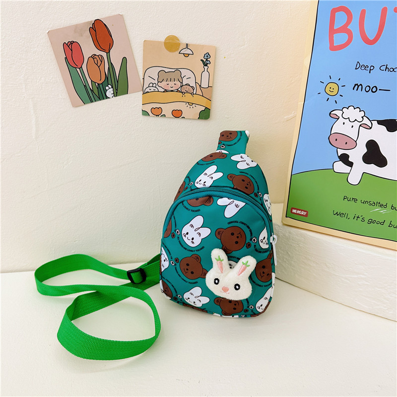 2023 nuevos niños mochila de dibujos animados de graffiti bolsa casual Super lindo fuera pequeño pecho bolsa lindo conejo bolsa