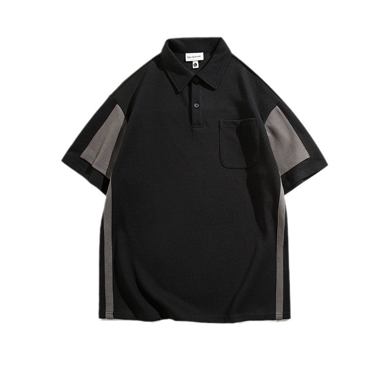 Amazon marca de moda de color de hombro pesado de media manga de alta gama polo camiseta ropa de trabajo camiseta de solapa personalizada camiseta