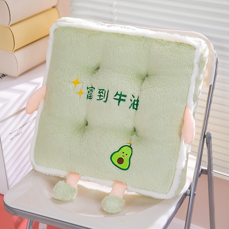 Círculos animados de seda de cabello de conejo espeso asiento cojín de cojín