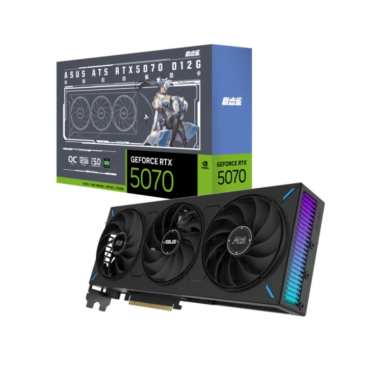 Видеокарта Hua/Shuo ATS-RTX5070-O12G Megalodon 12GB, новая, для стриминга и киберспорта
