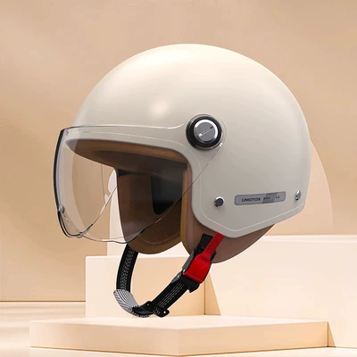 3C certification new national standard electric car motorcycle summer transparent battery car half helmet men's four seasons universal safety helmet (Motosiklet kaskı (dəbilqə)) - 301-new-national-standard-category-a-off-white-high-definition-short-lenses-312624cm