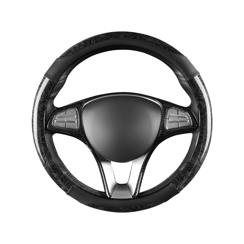 Car peach wood pattern steering wheel cover ultra-thin four-season universal summer non-slip half set of card-type decorative handle cover for men