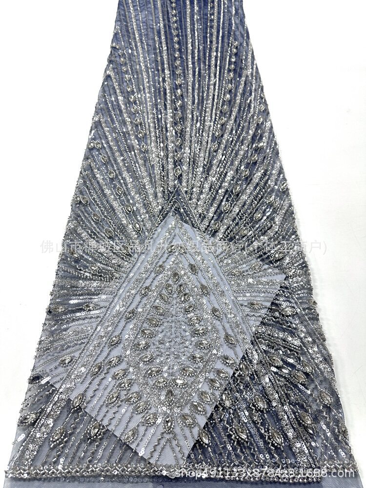Vertical V radiante tubo de diamante de plata tela de malla de tela de vestido delgada larga cortar al por mayor