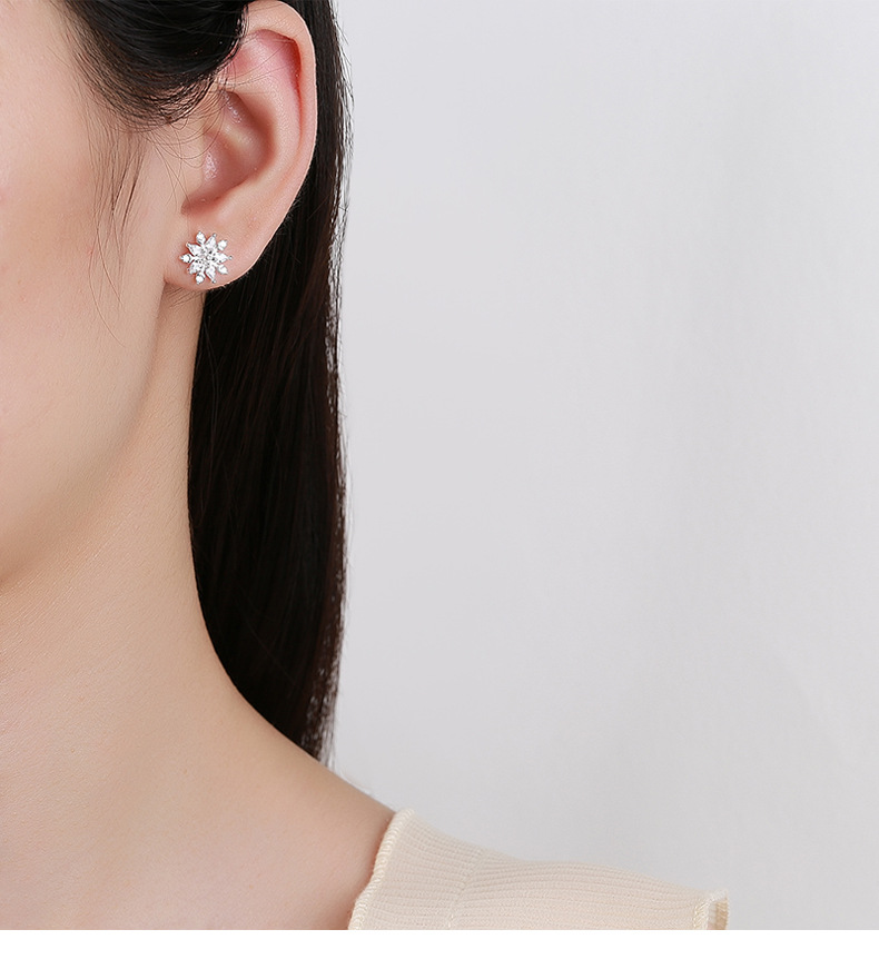 Screw Backs Ear Cap Type 1 Pair Quantity Daily Occasion 1 Pair 925 Sterling Silver 925 Sterling Silver Earrings Snowflake Screw Backs Small Stud Earrings