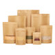 Self-supporting self-sealing kraft paper bag thickened transparent frosted window tea dried fruit packaging bag cross-border foreign trade wholesale