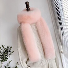 新品韩版仿皮草长围巾冬季保暖毛绒围脖披肩毛领仿狐狸毛加长围巾