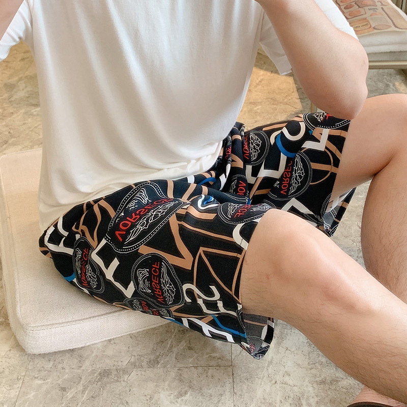 남자 반바지-컬러 편지