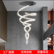 2025年新款别墅复式楼吊灯不锈钢轻奢水晶大吊灯酒店大厅水晶灯具