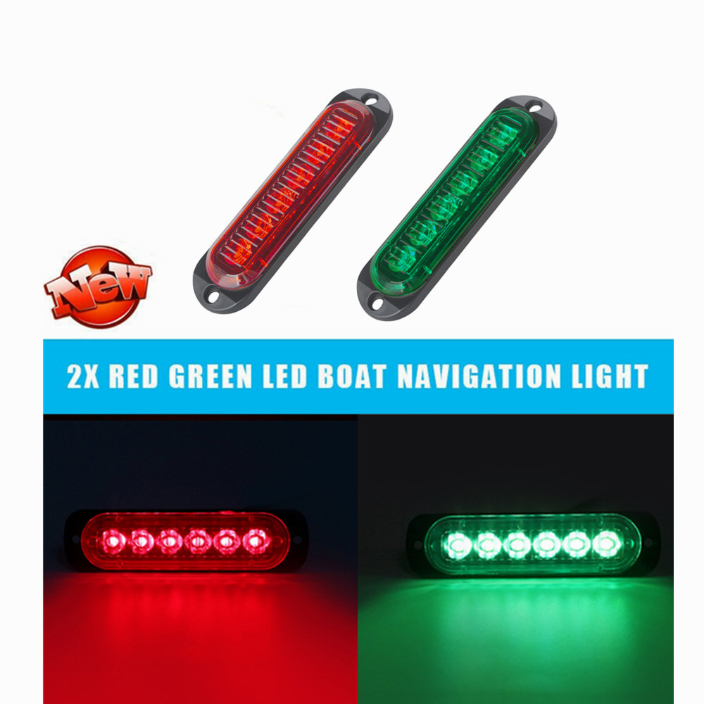 Suitable for Yacht Electroplating Marine 6Led Navigation Light Red and Green Stern Light Signal Light 12V Mk-093