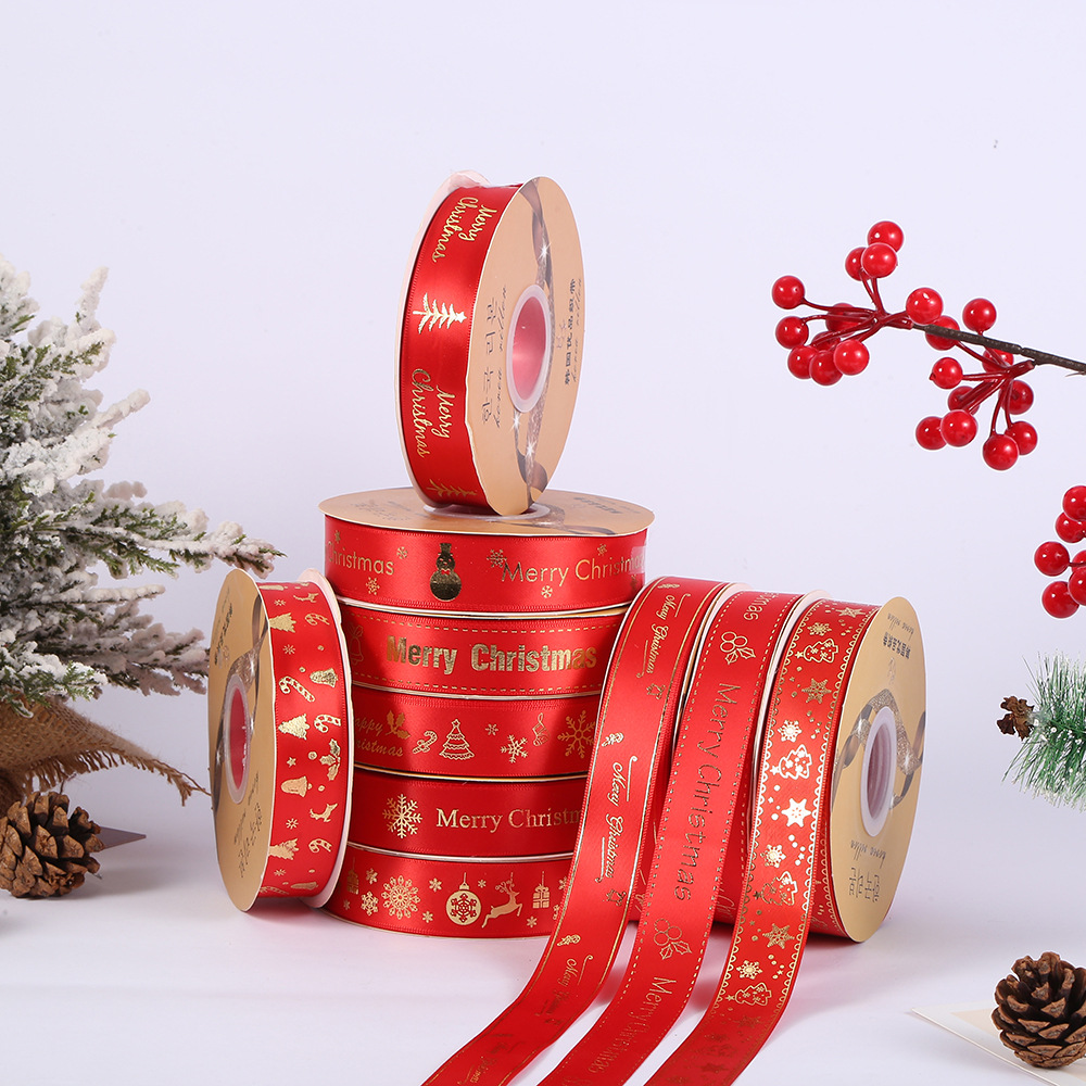새로운 재고 2.5 빨간색과 녹색 청동 크리스마스 리본 파티 장식 크리스마스 선물 상자 포장 리본 도매