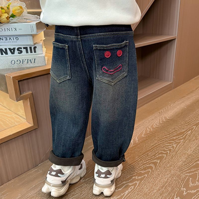 Niñas de cacho de invierno y cacho de aire extranjero jeans suaves para bebés gruesos pantalones de invierno para niños image 3