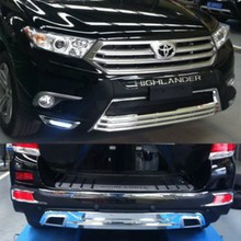 适用于12-14款汉兰达前后杠保险杠前护杠后护杠带LED日行灯电镀