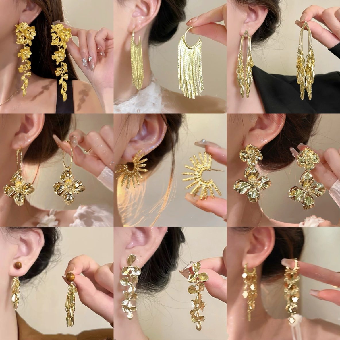 Pendientes de borla de flores transfronterizas de aguja de plata Pendientes de diseño de nicho europeo y americano Pendientes de temperamento de moda femenina Lujo ligero y de alta gama