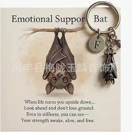 �羳Emotional Support Bat Inspirational Keychain����耳׿�