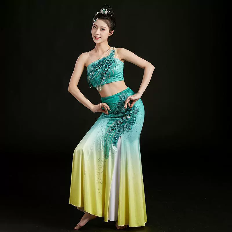 Dai танцевальный костюм тренировочная юбка одежда для выступлений Женская Dai танцевальная юбка Павлин танцевальная юбка годе художественная экзаменационная одежда