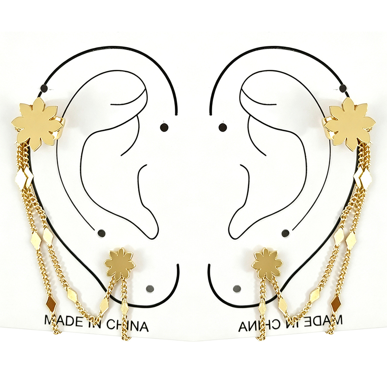 European and American style, simple, everyday floral chain ear cuffs